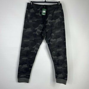 Roots Mens Jogger Jersey Sweatpants Black Tarmac Camouflage Drawstring M New